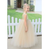 Gold / Champagne Vintage Corset Flower Girl Dress Tutu Dress 205