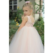 Blush Pink Vintage Corset Flower Girl Dress Tutu Dress 205