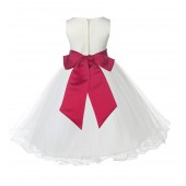 Ivory/Cherry Tulle Rattail Edge Flower Girl Dress Pageant Recital 829S