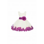 Ivory/Raspberry Rose Petals Tulle Flower Girl Dress Pageant 305T