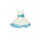 Ivory/Spa Rose Petals Tulle Flower Girl Dress Pageant 305T