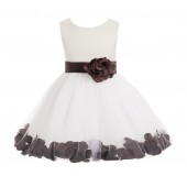 Ivory/ Brown Rose Petals Tulle Flower Girl Dress Pageant 305T