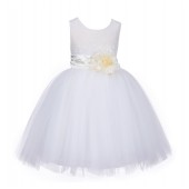 Ivory/Ivory Lace Embroidery Tulle Flower Girl Dress Pageant 118
