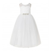 Ivory A-Line Tulle Lace Flower Girl Dress 178R4