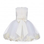 Ivory Rose Petals Tulle Flower Girl Dress Pageant 305T