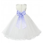 Ivory / Lavender Tulle Rattail Edge Flower Girl Dress Pageant Recital 829T