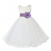 Ivory/Lilac Tulle Rattail Edge Flower Girl Dress Pageant Recital 829S
