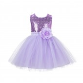 Lilac Sparkling Sequins Mesh Tulle Flower Girl Dress Stylish 124
