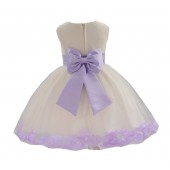 Ivory/ Lilac Rose Petals Tulle Flower Girl Dress Pageant 305T