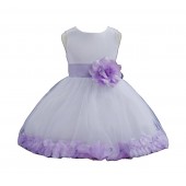 White/Lilac Rose Petals Tulle Flower Girl Dress Wedding 305T