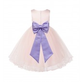Blush PInk / Lilac Tulle Rattail Edge Flower Girl Dress Wedding Bridesmaid 829T