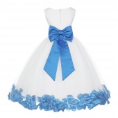 Ivory/Malibu Tulle Rose Petals Flower Girl Dress Pageant 302T