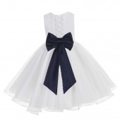 White / Midnight Lace Organza Flower Girl Dress 186T