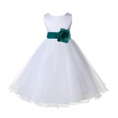 White/Oasis Tulle Rattail Edge Flower Girl Dress Wedding Bridal 829S