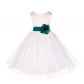 Ivory/Oasis Satin Bodice Organza Skirt Flower Girl Dress 841T