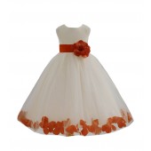 Ivory/Orange Tulle Rose Petals Flower Girl Dress Recital 302a