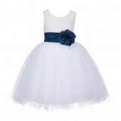 Ivory/Peacock Lace Embroidery Tulle Flower Girl Dress Pageant 118