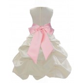 Ivory/Peach Satin Pick-Up Bubble Flower Girl Dress Bridesmaid 806S