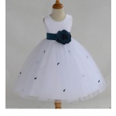 Peacock Rosebuds Satin Tulle Flower Girl Dress Special Occasions 815S