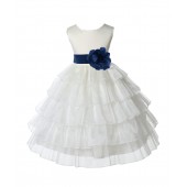 Ivory/Peacock Satin Shimmering Organza Flower Girl Dress Pageant 308T
