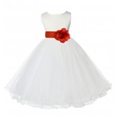Ivory/Persimmon Tulle Rattail Edge Flower Girl Dress Pageant Recital 829S