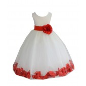 Ivory/Persimmon Tulle Rose Petals Flower Girl Dress Recital 302a
