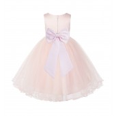 Blush PInk / Pink Tulle Rattail Edge Flower Girl Dress Wedding Bridesmaid 829T
