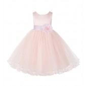 Blush Pink / Pink Tulle Rattail Edge Flower Girl Dress Pageant Recital 829S