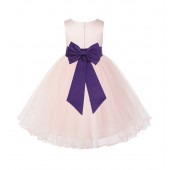 Blush PInk / Purple Tulle Rattail Edge Flower Girl Dress Wedding Bridesmaid 829T