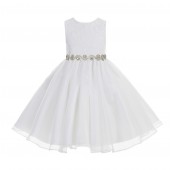 White Lace Organza Flower Girl Dress 186R2