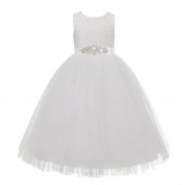 R3 Ivory Floral Lace Heart Cutout Flower Girl Dress 172R3