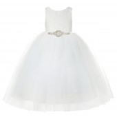 Ivory Floral Lace Flower Girl Dress Ivory Ball Gown Lg7