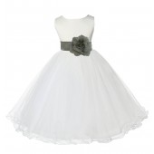 Ivory/Sage Tulle Rattail Edge Flower Girl Dress Pageant Recital 829S