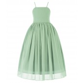 Sage Green Criss Cross Chiffon Flower Girl Dress Summer Dresses 191