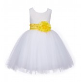 Ivory/Sunbeam Lace Embroidery Tulle Flower Girl Dress Pageant 118