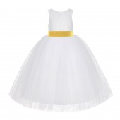White / Sunbeam Floral Lace Flower Girl Dress White Ball Gown Lg7