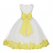 Ivory/Sunbeam Tulle Rose Petals Flower Girl Dress Pageant 302T