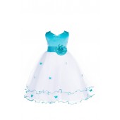 Spa Blue Satin Tulle Butterflies Flower Girl Dress Occasions 801S