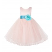 Blush Pink / Spa Tulle Rattail Edge Flower Girl Dress Pageant Recital 829S