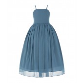 Steel Blue Criss Cross Chiffon Flower Girl Dress Summer Dresses 191