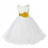 Ivory/Sunbeam Tulle Rattail Edge Flower Girl Dress Pageant Recital 829T
