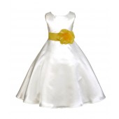 Ivory/Sunbeam A-Line Satin Flower Girl Dress Pageant Reception 821T