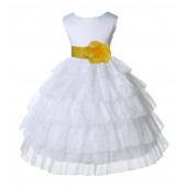 White/Sunbeam Satin Shimmering Organza Flower Girl Dress Wedding 308S