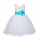 Ivory/Tiffany Lace Embroidery Tulle Flower Girl Dress Pageant 118