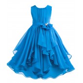 Turquoise Yoryu Chiffon Ruched Bodice Rhinestone Flower Girl Dress 162S