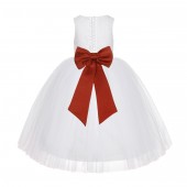 White / Persimmon Floral Lace Flower Girl Dress White Ball Gown Lg7