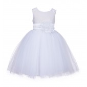 White/White Lace Embroidery Tulle Flower Girl Dress Wedding 118