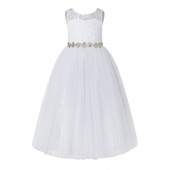 White A-Line Tulle Lace Flower Girl Dress 178R2