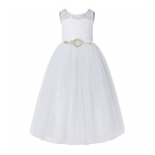 White A-Line Tulle Lace Flower Girl Dress 178R7