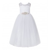 White A-Line Lace Flower Girl Dress 178R3